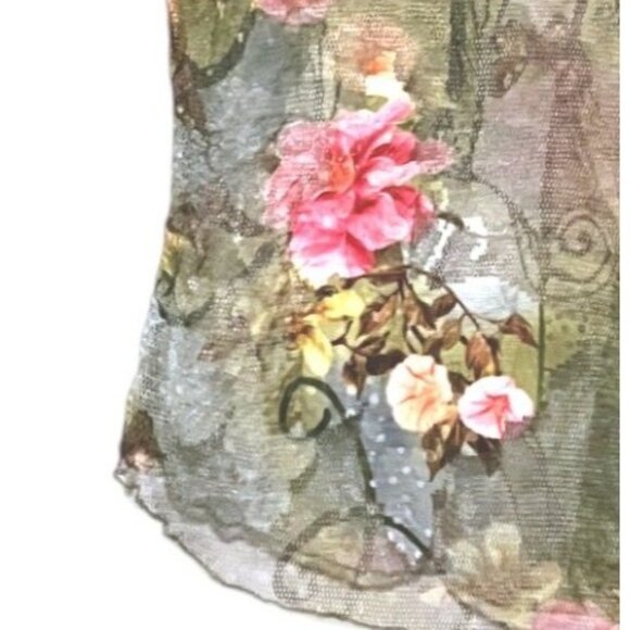 Y2K Butterfly Sheer Mesh Babydoll Top M Victorian Ethereal Fairy Garden Rave - Picture 3 of 6